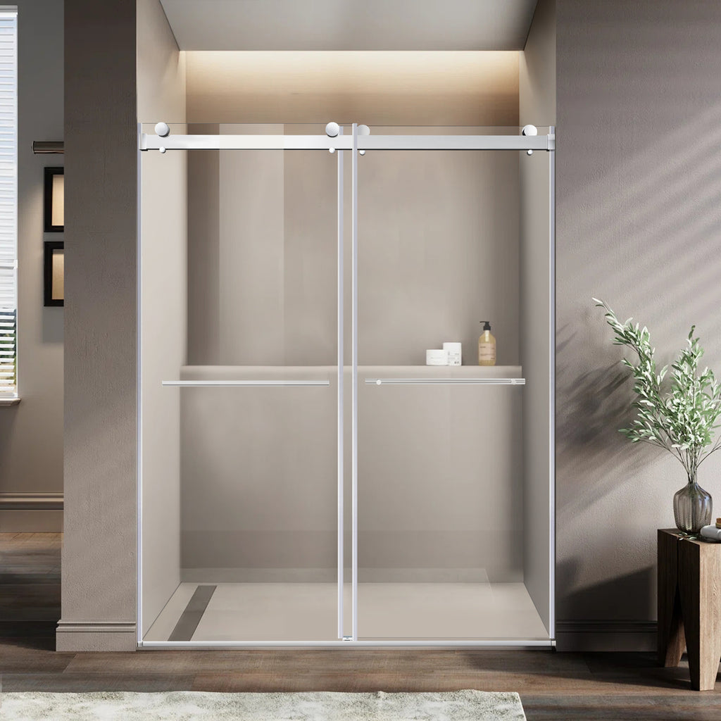 Catey 56" - 60" bypass shower door wth Chrome hardware (soft-close)