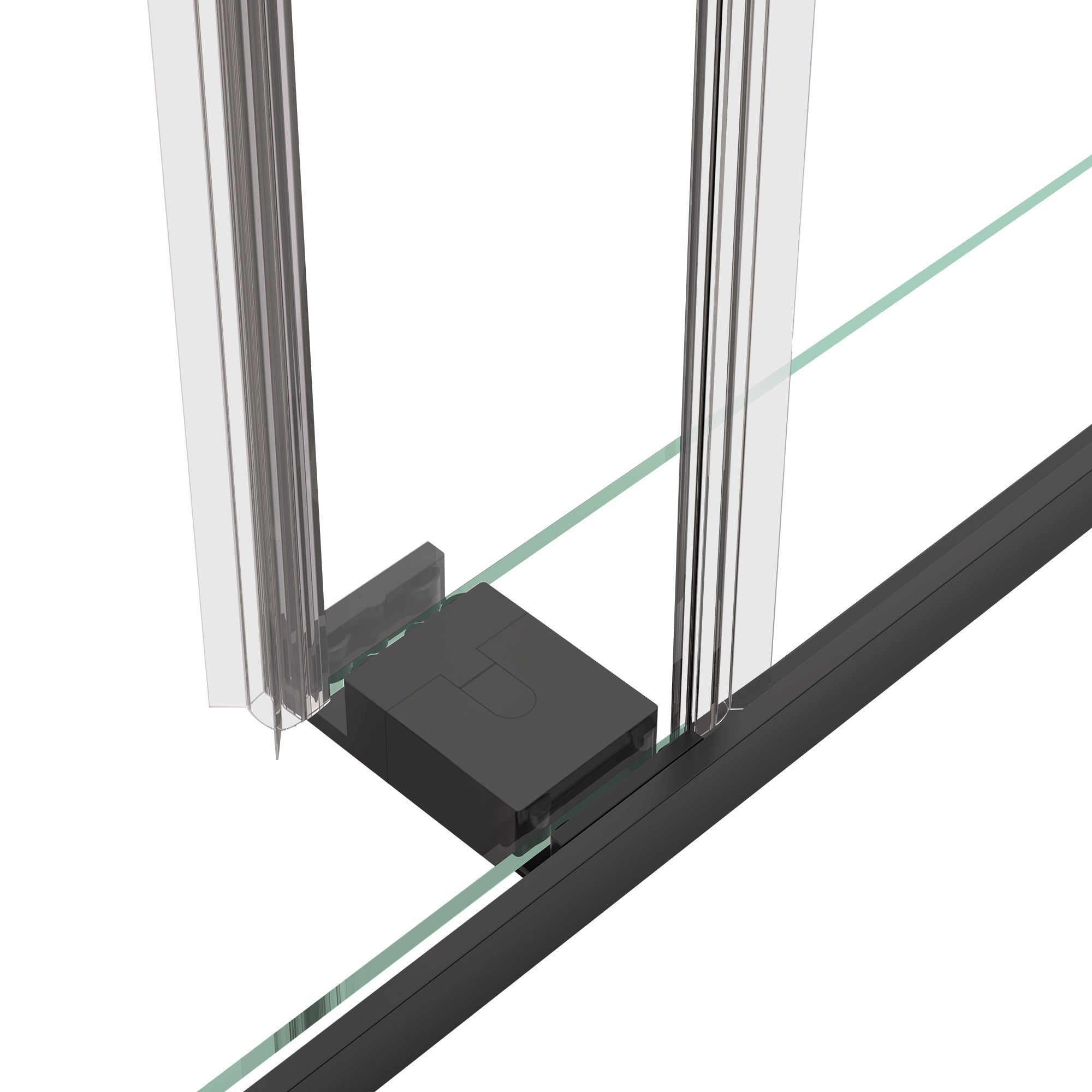 Catey 56" - 60" bypass shower door wth Matte Black hardware (soft-close)