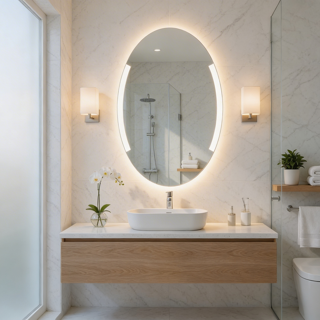 Aria 24" x 32" Oval front and back lit LED mirror with frosted glass