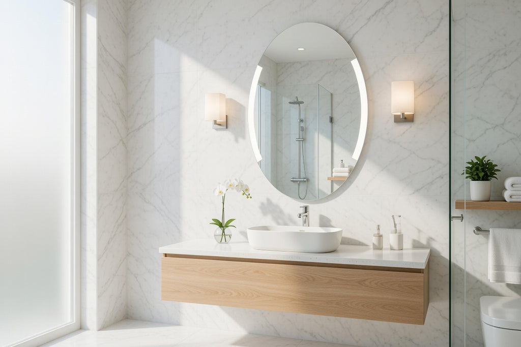 Aria 24" x 32" Oval front and back lit LED mirror with frosted glass