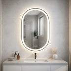 Ellie 22" x 32" pill front lit LED mirror with Brushed Gold frame
