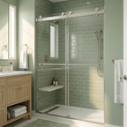 Catey 56" - 60" bypass shower door wth Brushed Nickel hardware (soft-close)