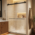Catey 56" - 60" bypass shower door wth Matte Black hardware (soft-close)