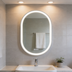 Ellie 22" x 32" pill front lit LED mirror with Brushed Gold frame